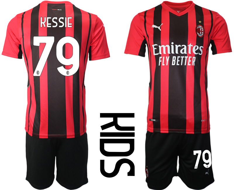 Youth 2021-2022 Club AC milan home red #79 Soccer Jersey